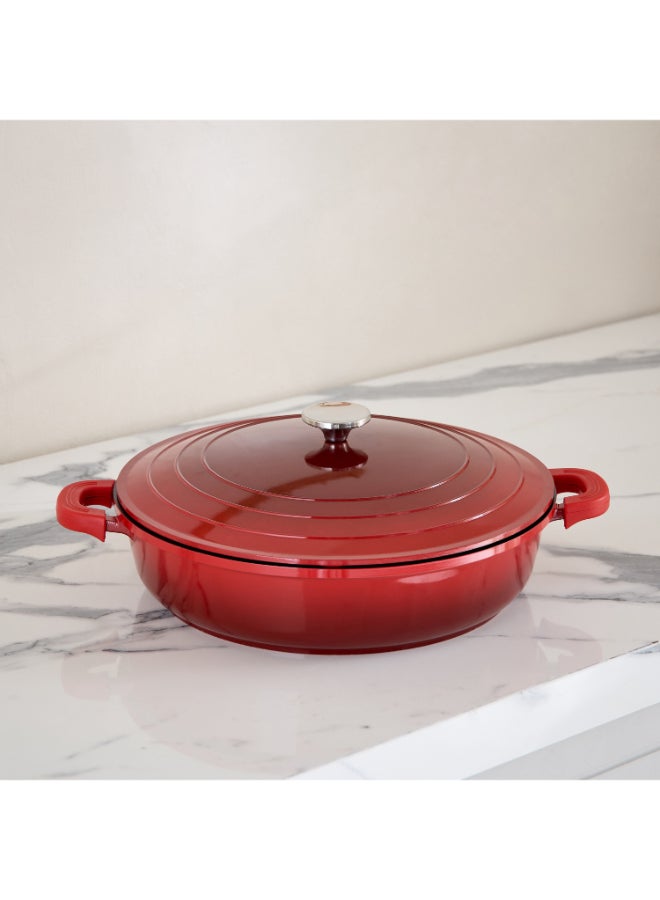 Home Box Red Cast Aluminium Casserole with Lid - 32 cm - Image 1